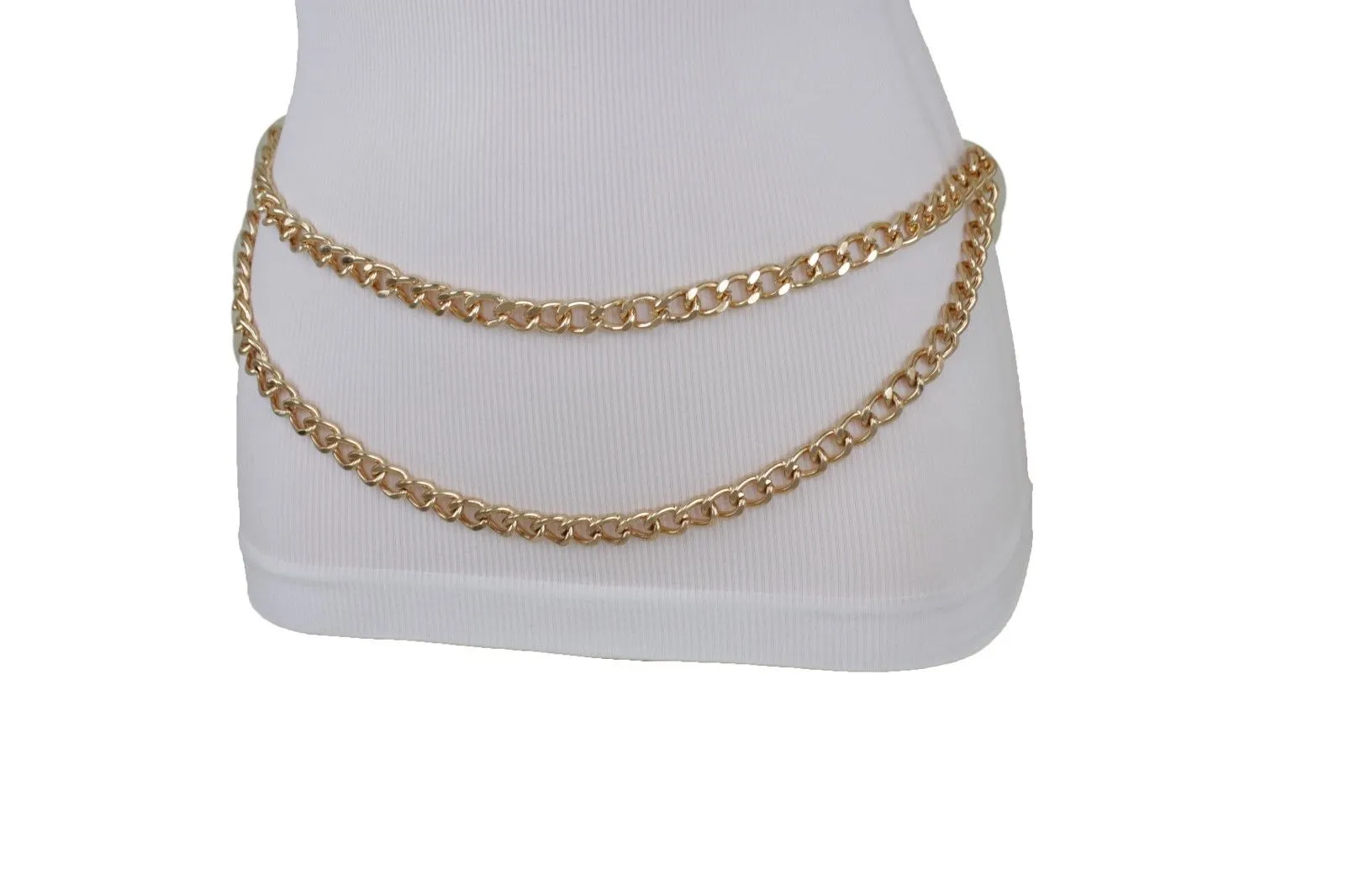Thick Metal Chain Link Side Wave Detail Belt