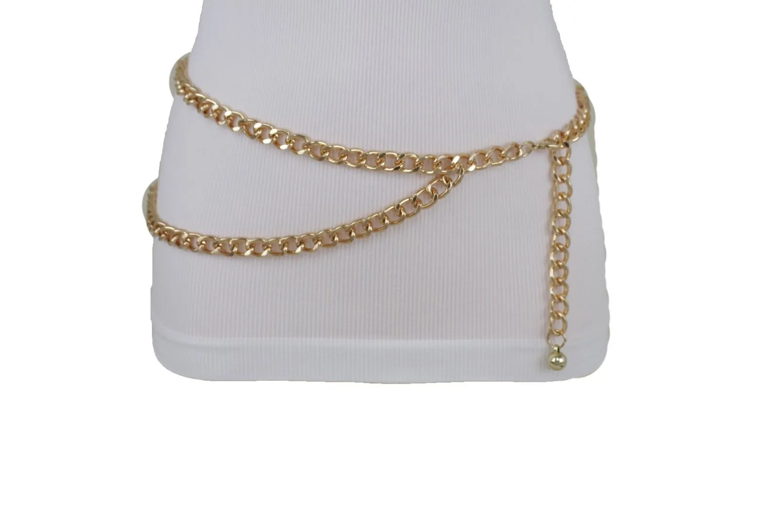 Thick Metal Chain Link Side Wave Detail Belt