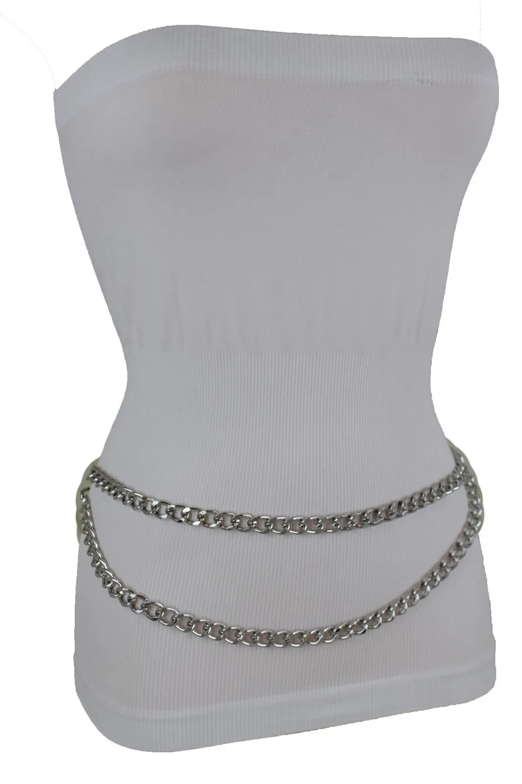 Thick Metal Chain Link Side Wave Detail Belt