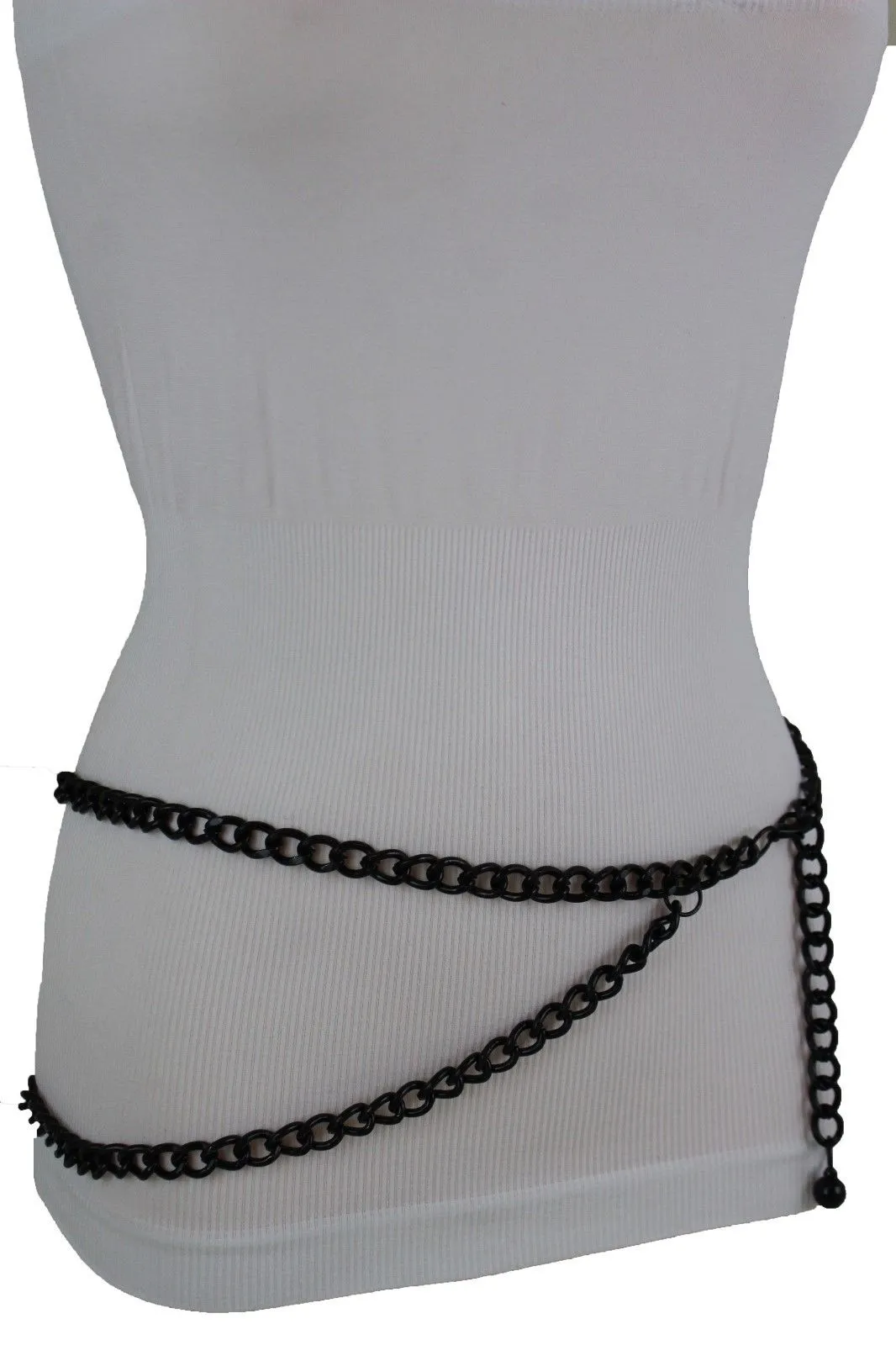 Thick Metal Chain Link Side Wave Detail Belt