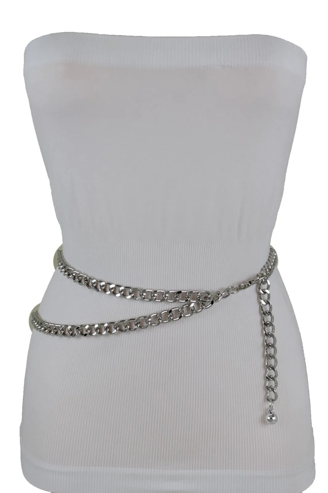 Thick Metal Chain Link Side Wave Detail Belt