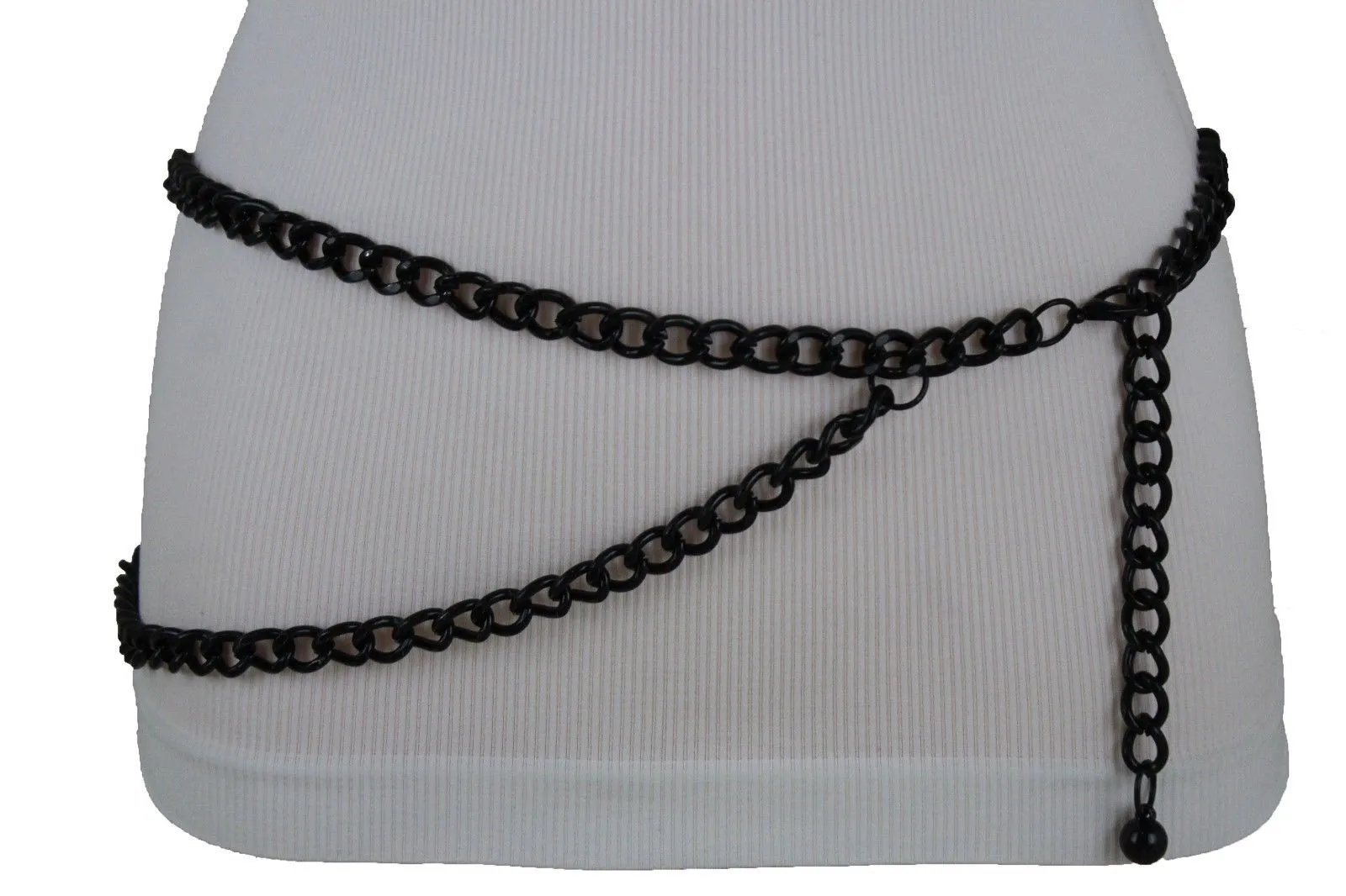 Thick Metal Chain Link Side Wave Detail Belt