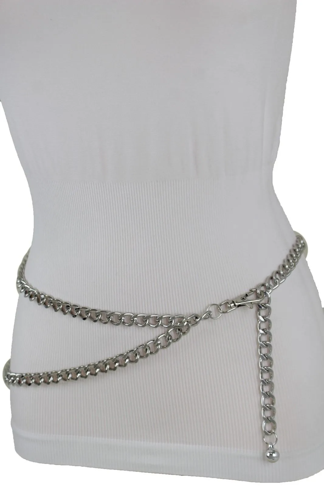 Thick Metal Chain Link Side Wave Detail Belt