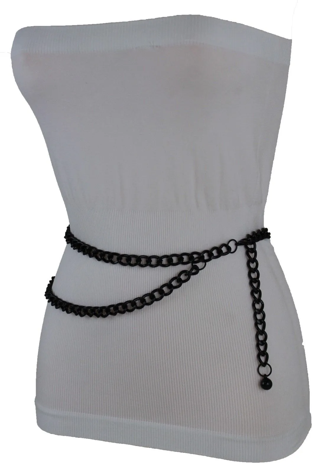 Thick Metal Chain Link Side Wave Detail Belt