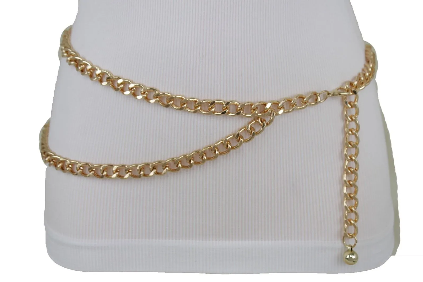 Thick Metal Chain Link Side Wave Detail Belt
