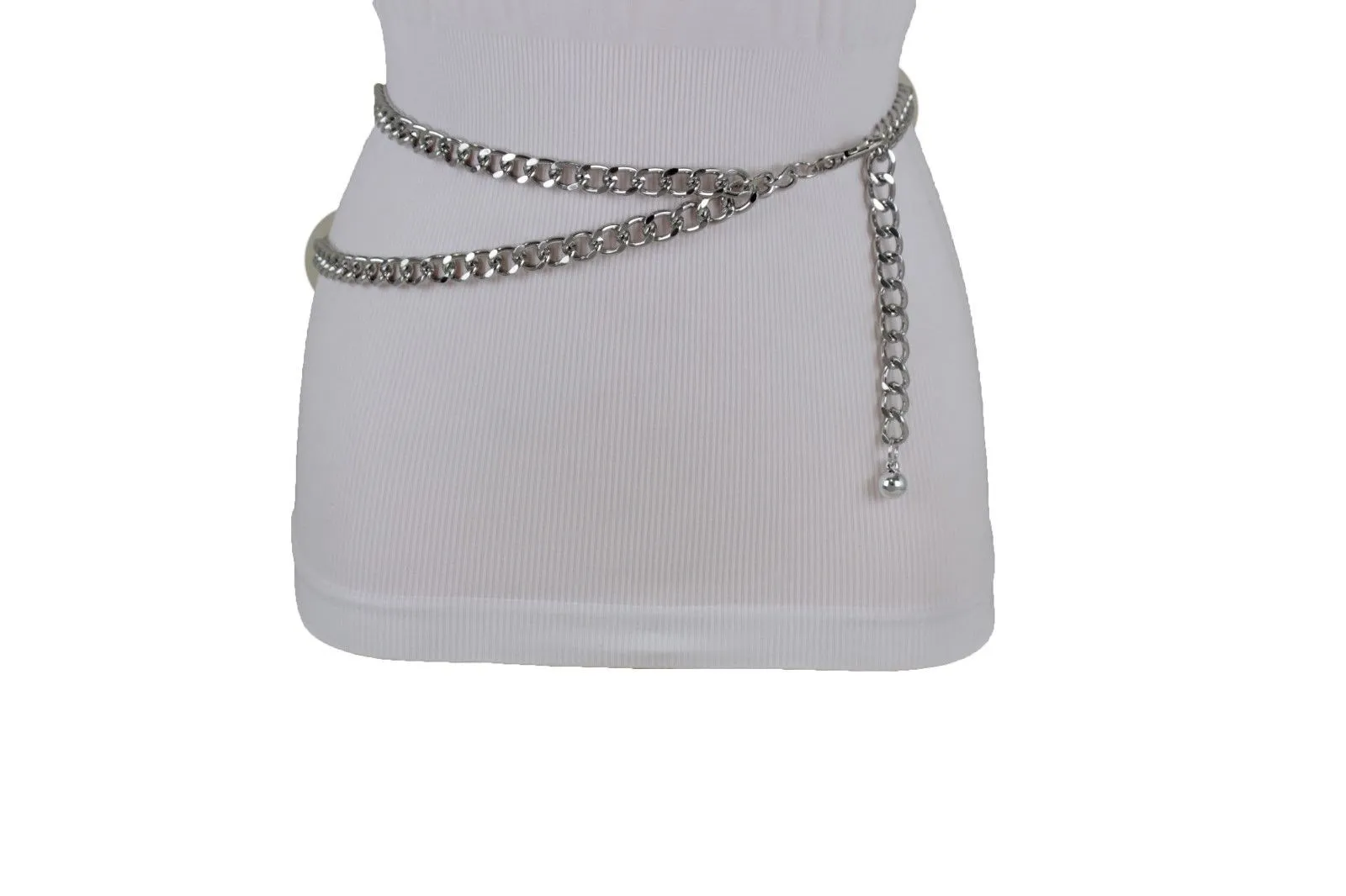 Thick Metal Chain Link Side Wave Detail Belt
