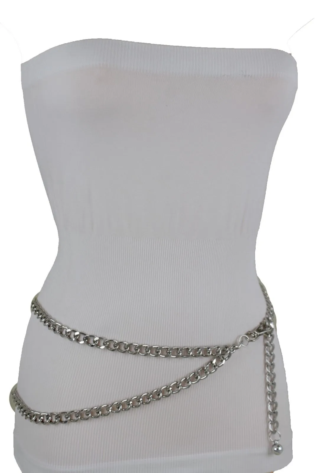 Thick Metal Chain Link Side Wave Detail Belt