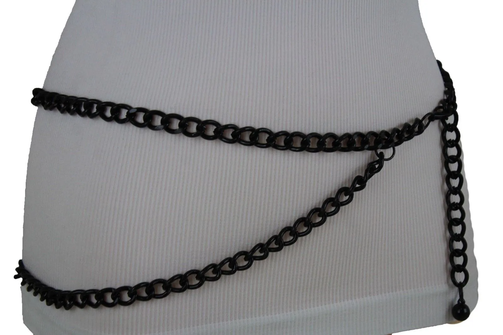 Thick Metal Chain Link Side Wave Detail Belt