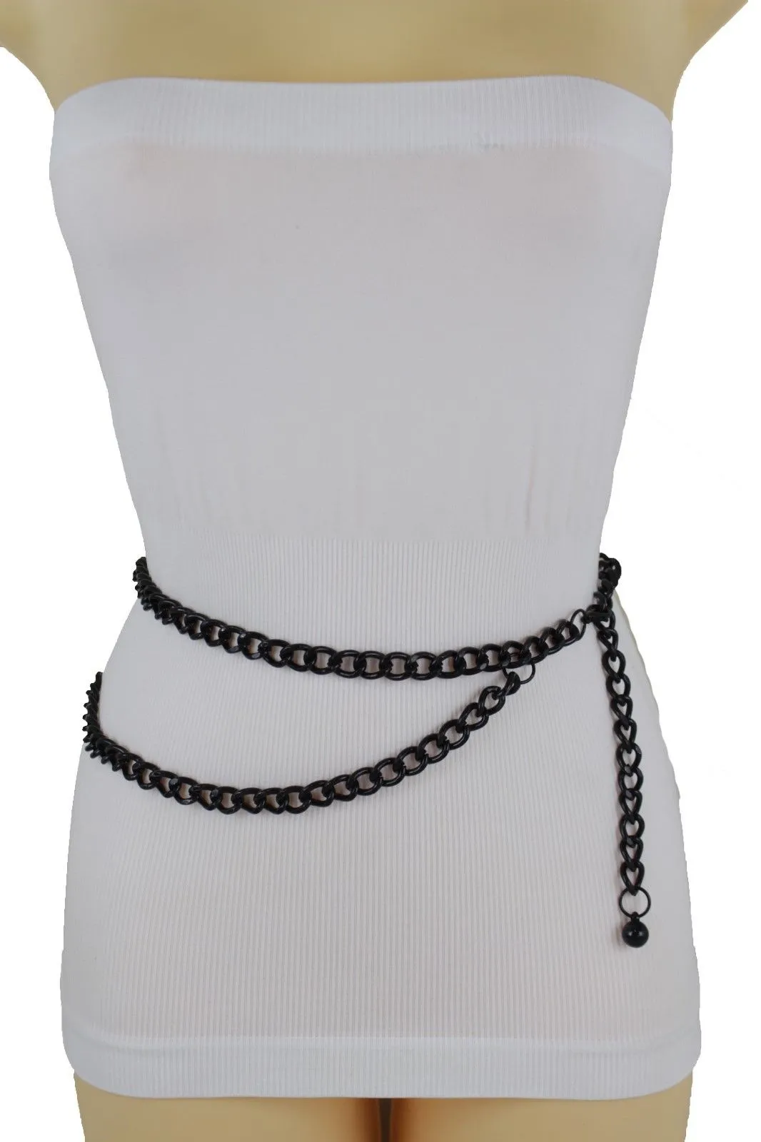 Thick Metal Chain Link Side Wave Detail Belt