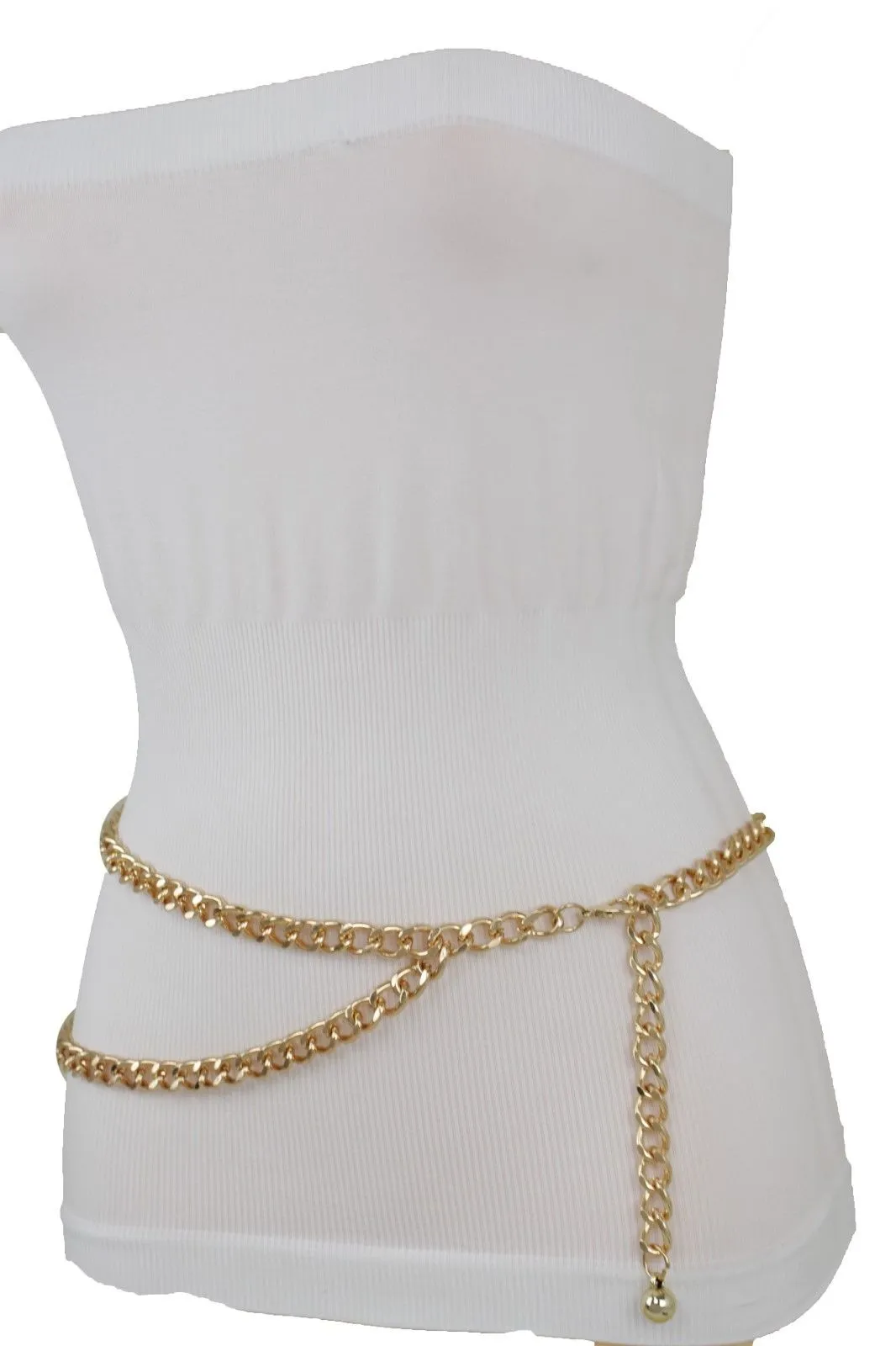Thick Metal Chain Link Side Wave Detail Belt