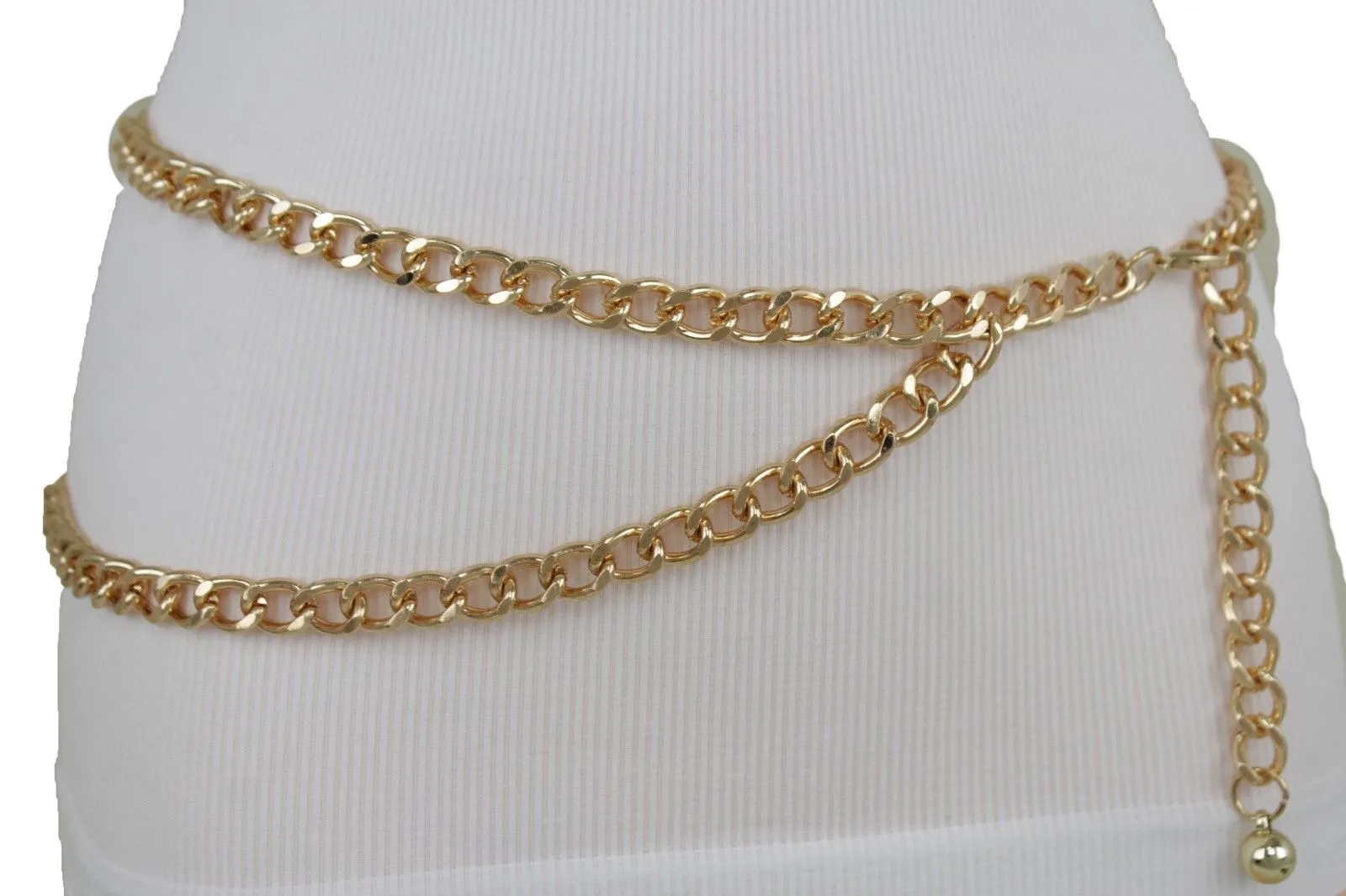 Thick Metal Chain Link Side Wave Detail Belt