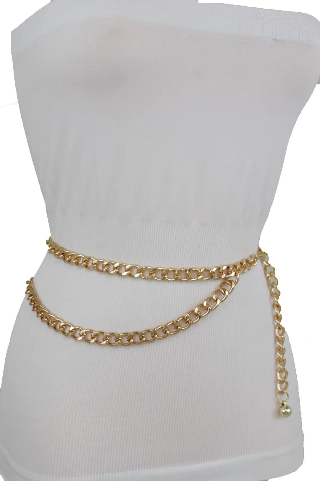 Thick Metal Chain Link Side Wave Detail Belt