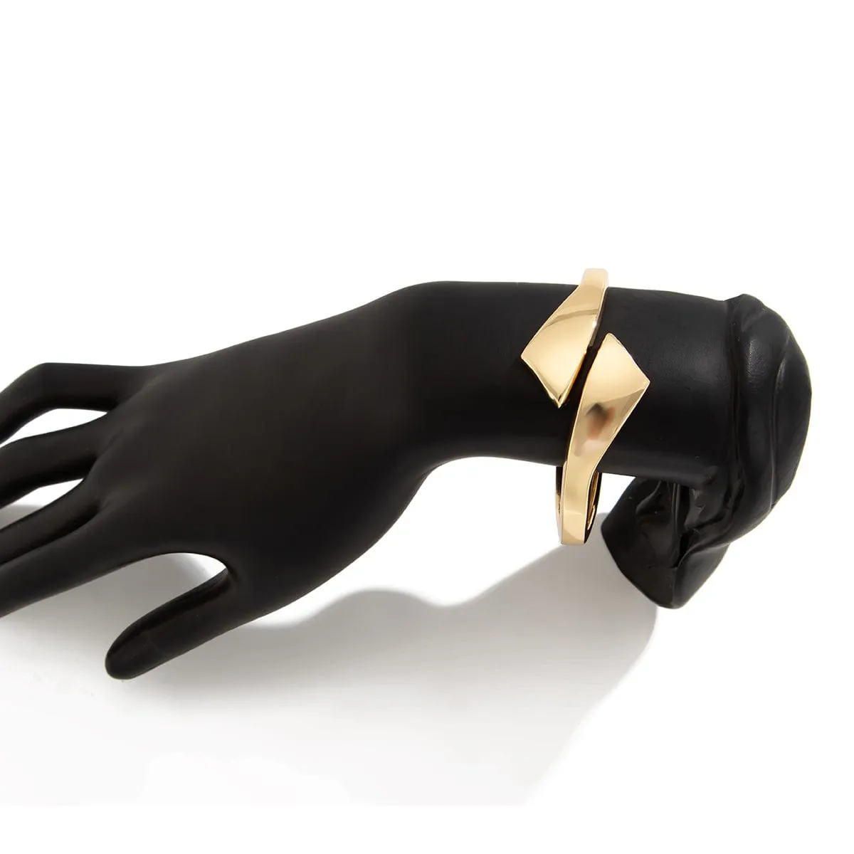 Trendy Gold Silver Plated Glossy Open Bangle Bracelet