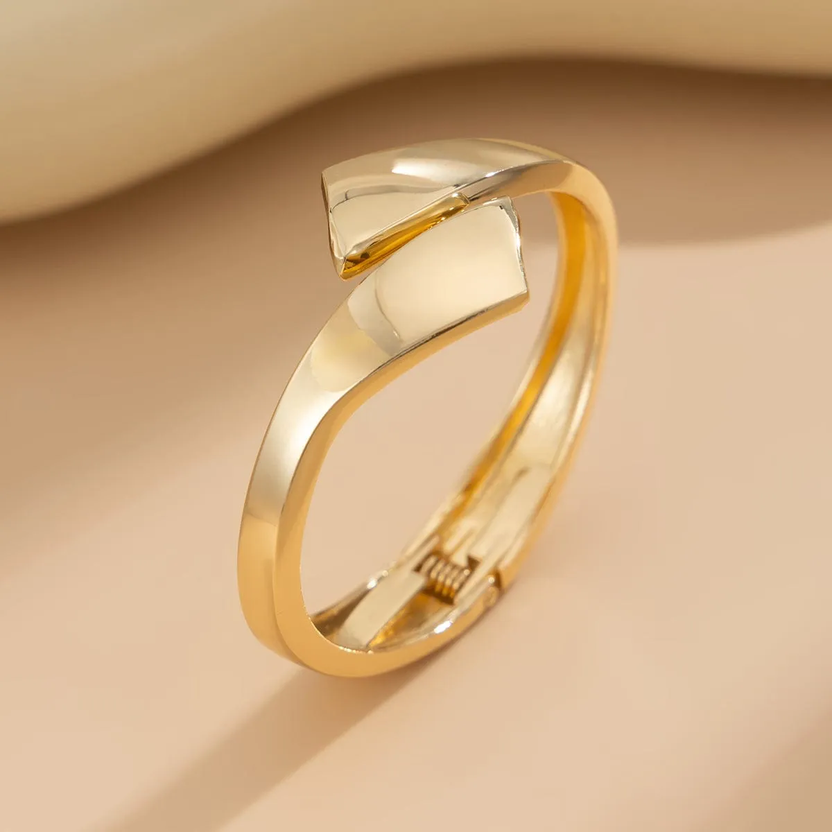 Trendy Gold Silver Plated Glossy Open Bangle Bracelet