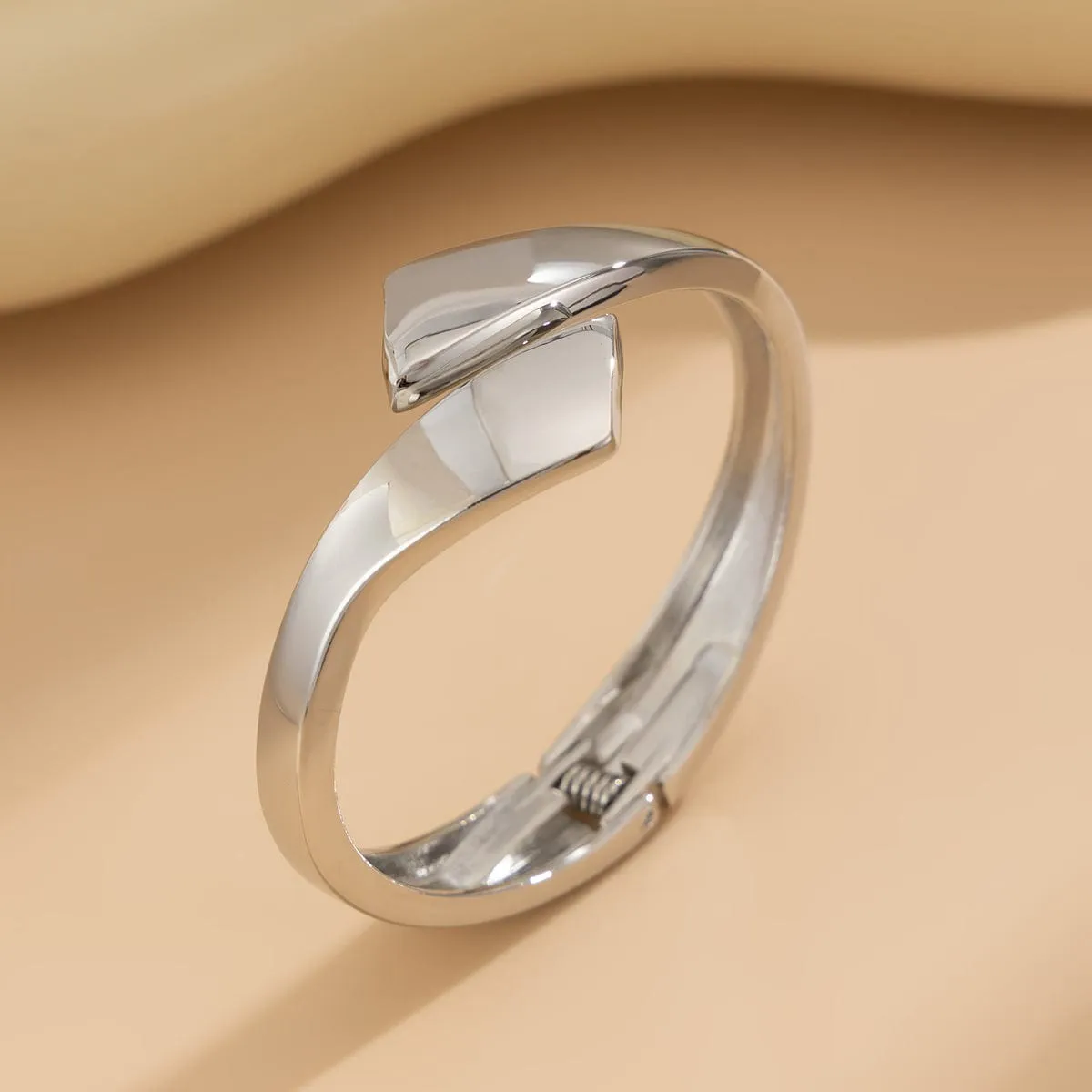 Trendy Gold Silver Plated Glossy Open Bangle Bracelet