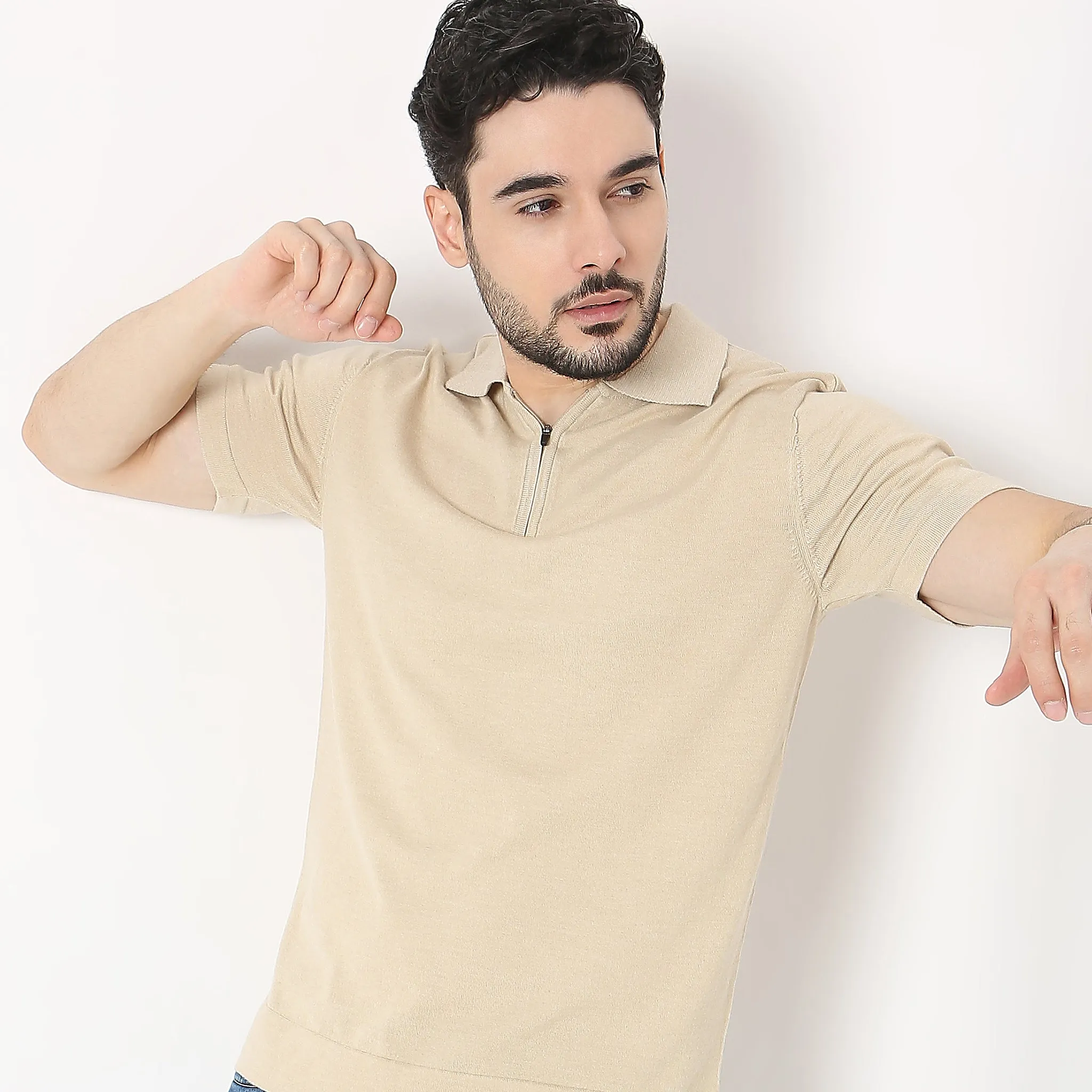 Ultra Club Polo™ - Fine Hand Knitted European Style Exquisite Detailing - Zip Polo Neck - Regular Fit