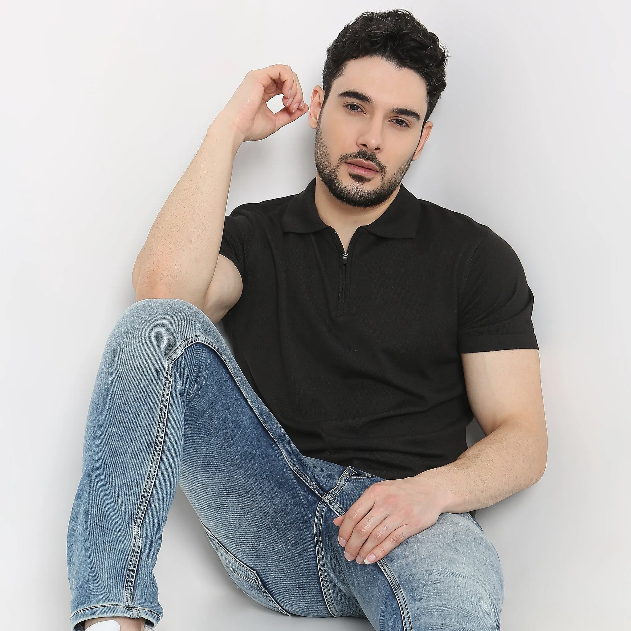 Ultra Club Polo™ - Fine Hand Knitted European Style Exquisite Detailing - Zip Polo Neck - Regular Fit