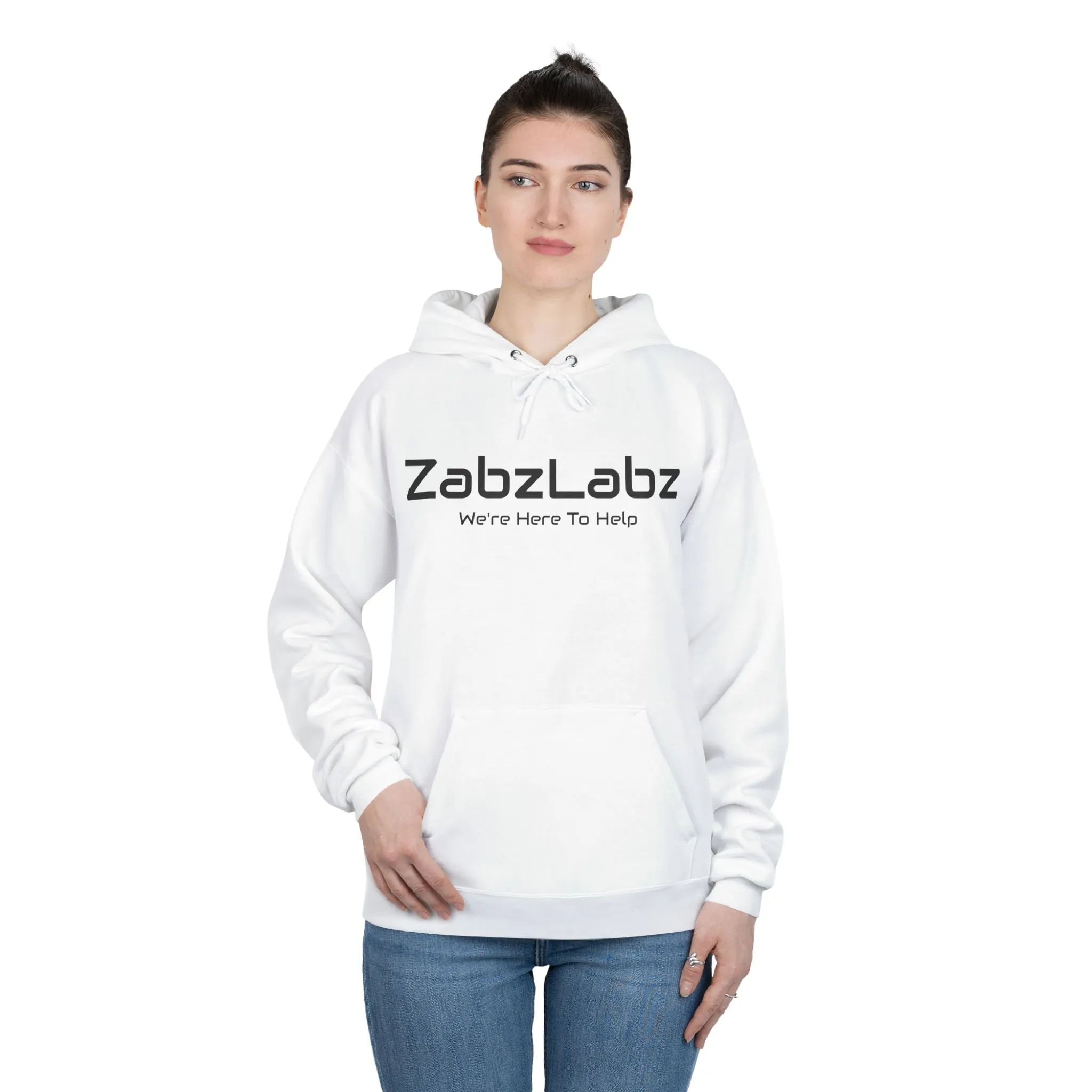 Unisex EcoSmart® Pullover Hoodie Sweatshirt: "We're Here To Help" by ZabzLabz