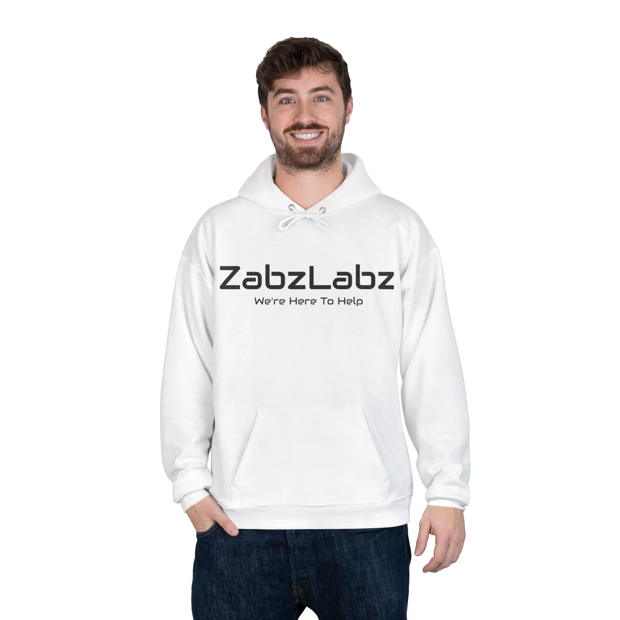 Unisex EcoSmart® Pullover Hoodie Sweatshirt: "We're Here To Help" by ZabzLabz