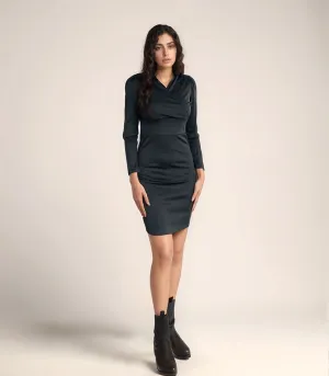 V Neck Bodycon Mini Dress Black