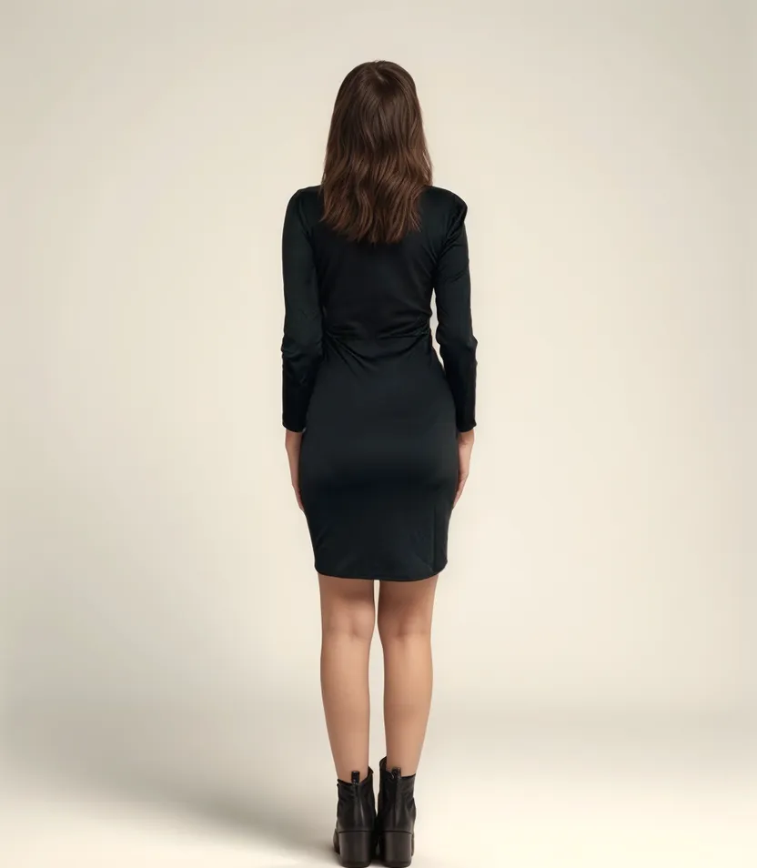 V Neck Bodycon Mini Dress Black