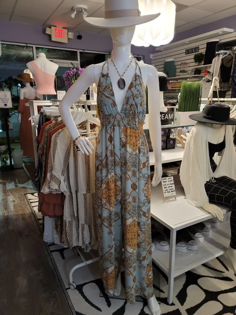 VACAY RESORT V-NECK BOHO CHIC JUMPSUIT