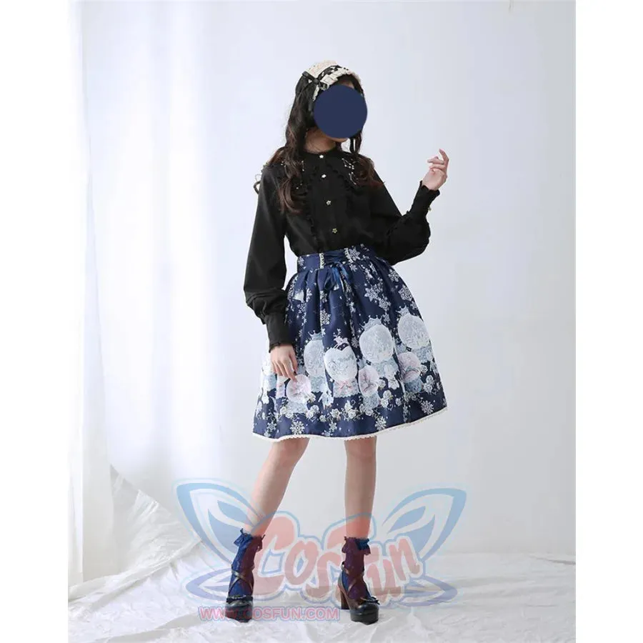 Vintage Constellation Embroidery Ruffle Blouse
