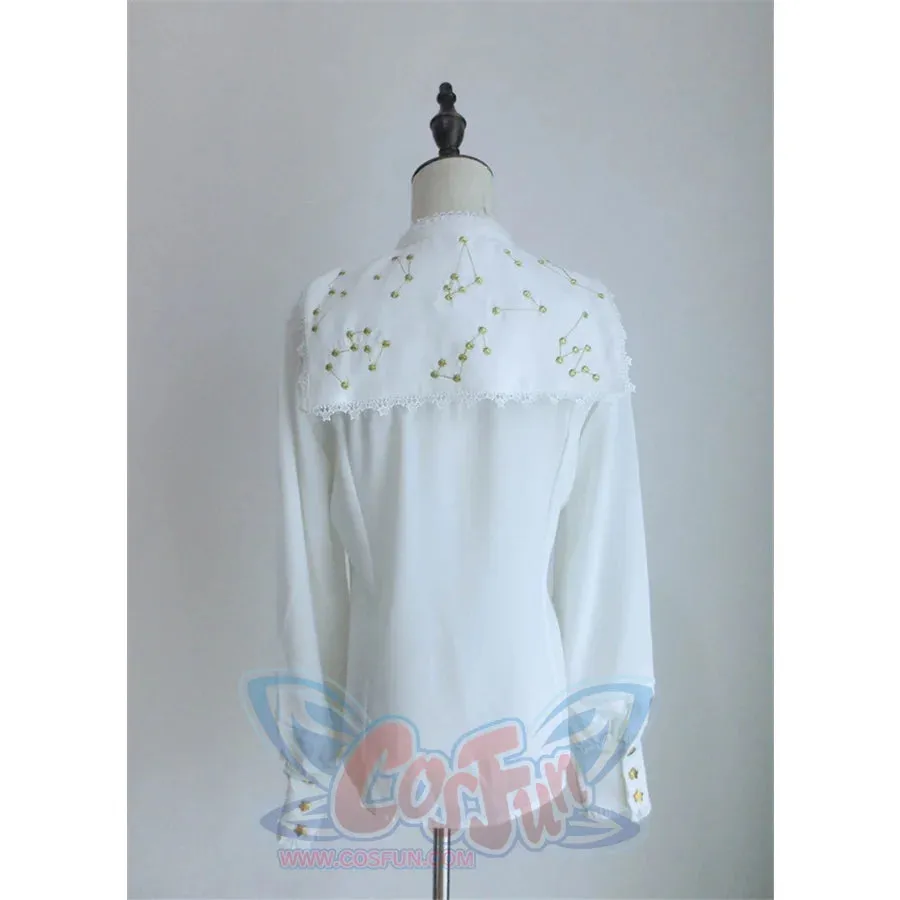 Vintage Constellation Embroidery Ruffle Blouse
