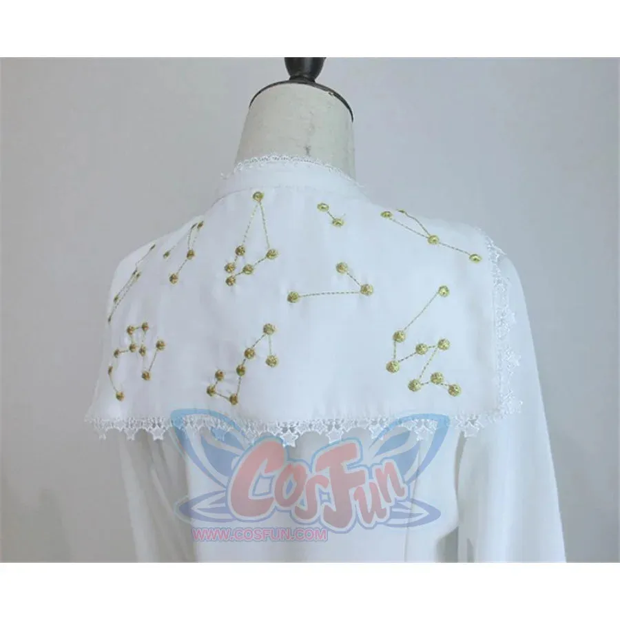Vintage Constellation Embroidery Ruffle Blouse