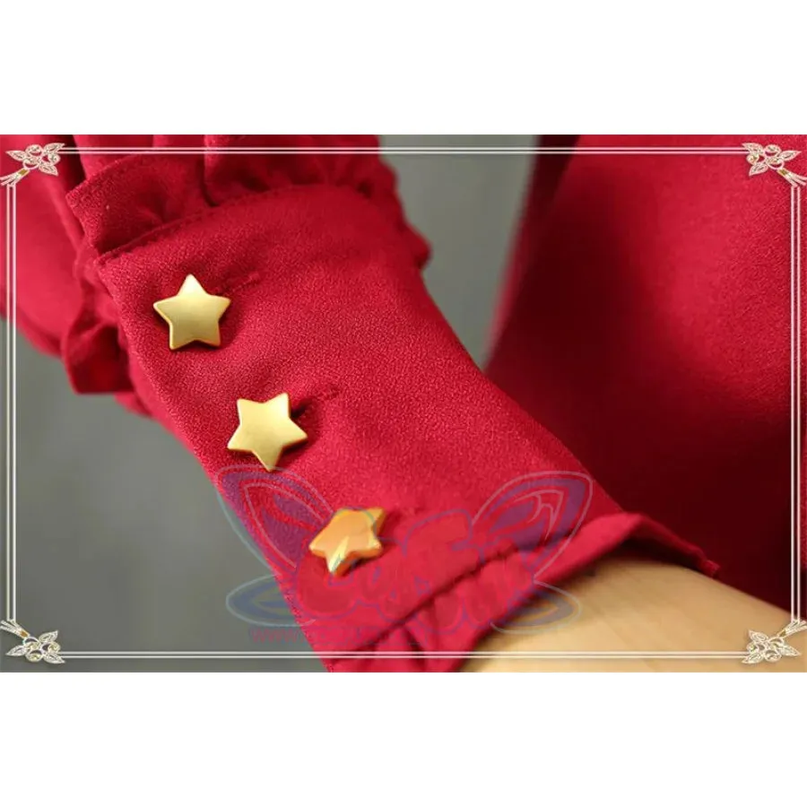 Vintage Constellation Embroidery Ruffle Blouse