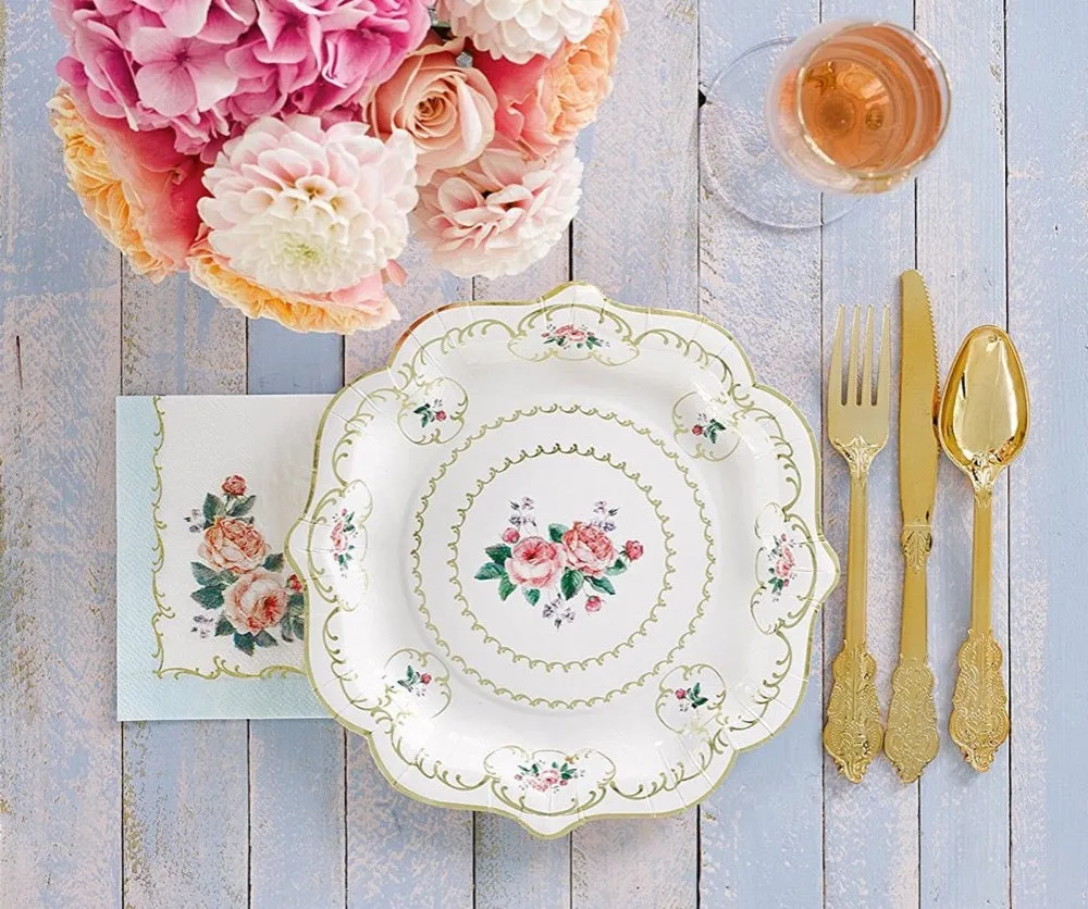 Vintage Floral Dinner Plates