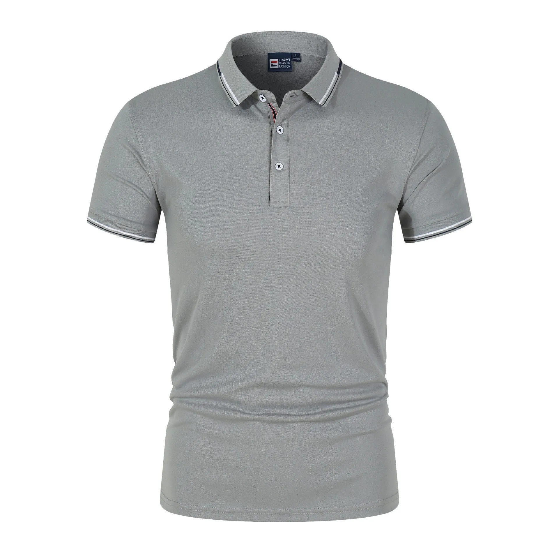 VLOVELAW 2025 New new solid color men's Polo shirt Popular trade large size light plate stand-up collar T-shirt  loose short sleeves, trendy