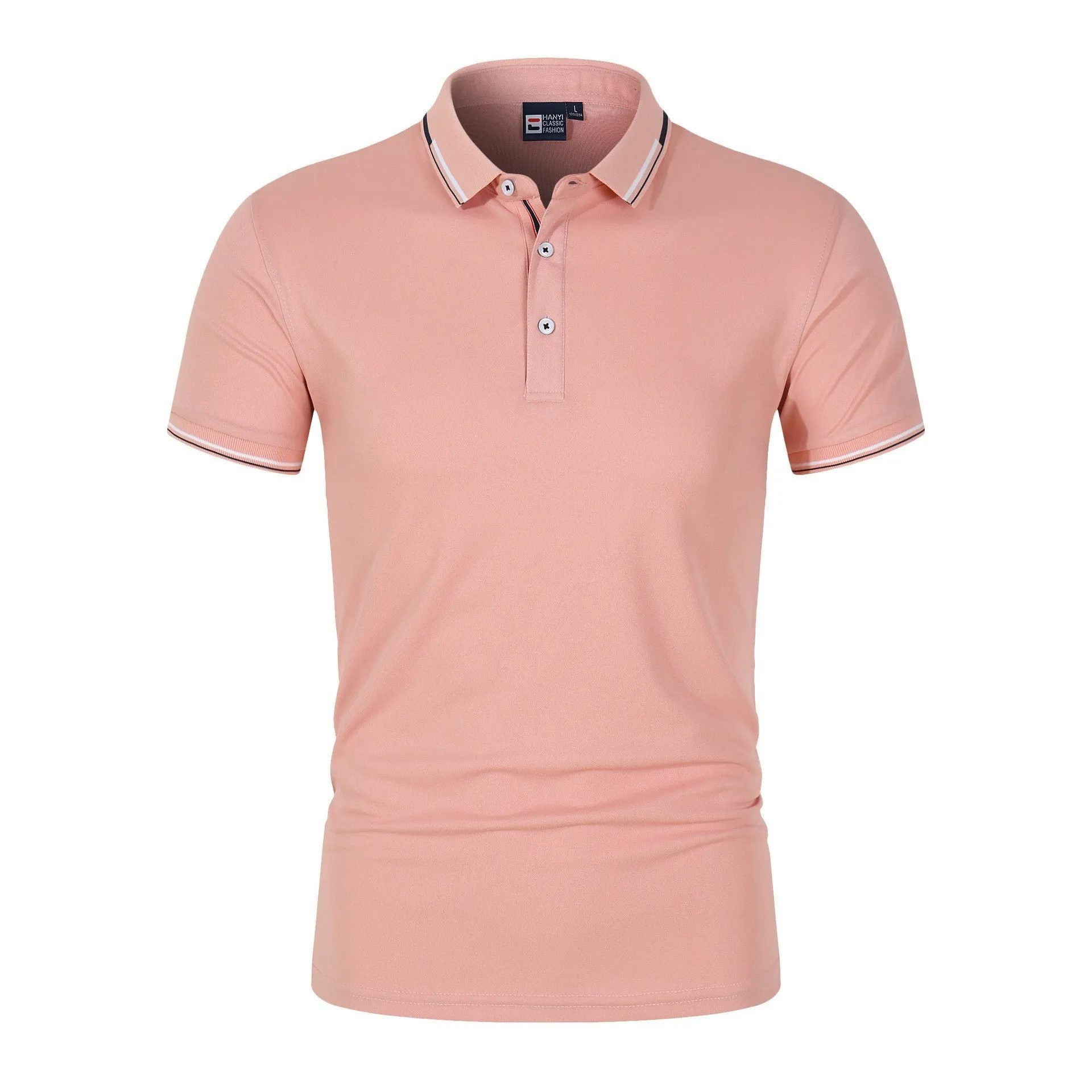 VLOVELAW 2025 New new solid color men's Polo shirt Popular trade large size light plate stand-up collar T-shirt  loose short sleeves, trendy