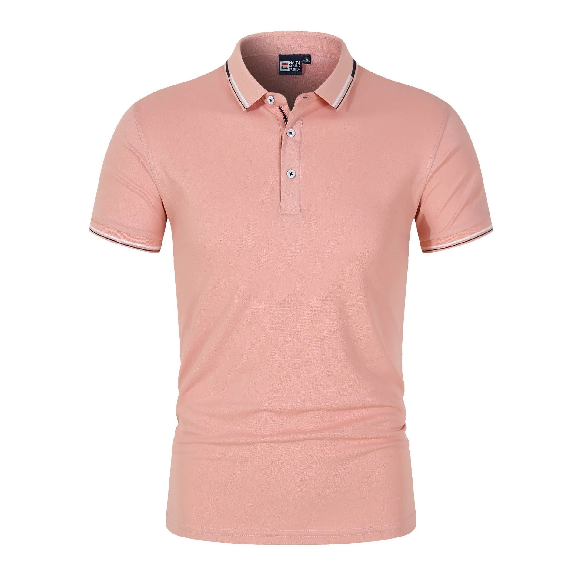 VLOVELAW 2025 New new solid color men's Polo shirt Popular trade large size light plate stand-up collar T-shirt  loose short sleeves, trendy