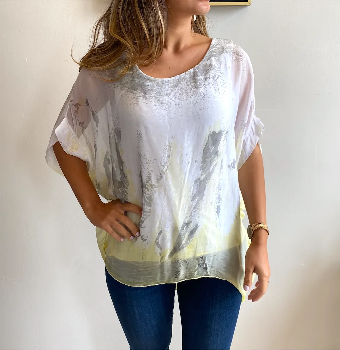 Watercolor Chiffon Flowy Top
