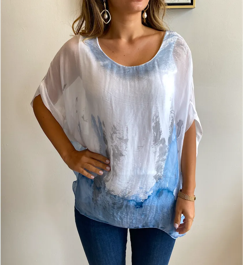 Watercolor Chiffon Flowy Top