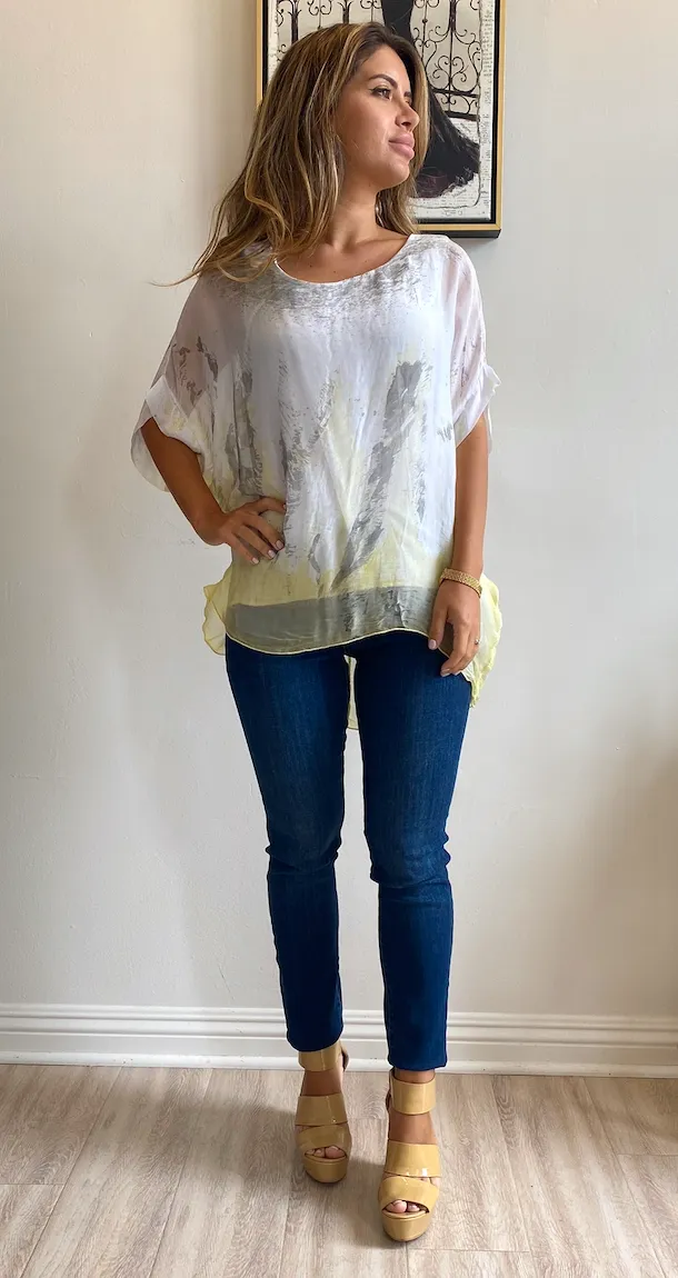 Watercolor Chiffon Flowy Top