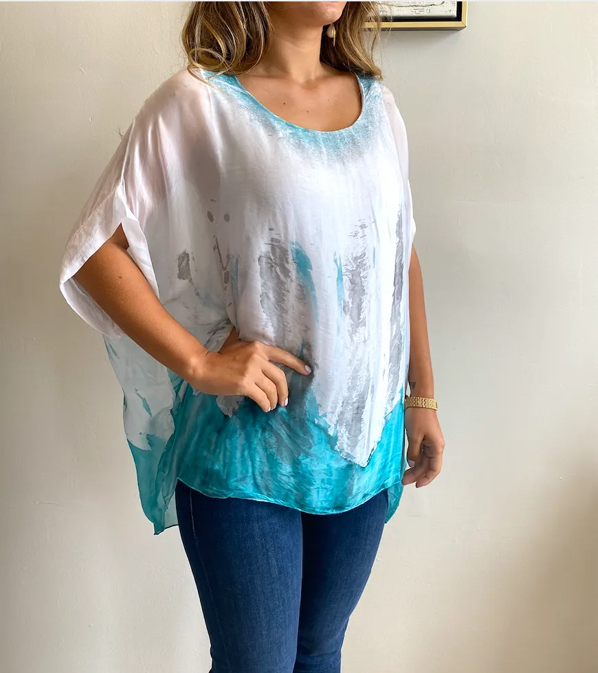 Watercolor Chiffon Flowy Top