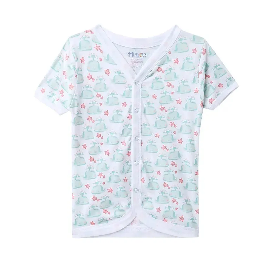 Whale Print Baby Boy Front Open Vest (Pack of 3)