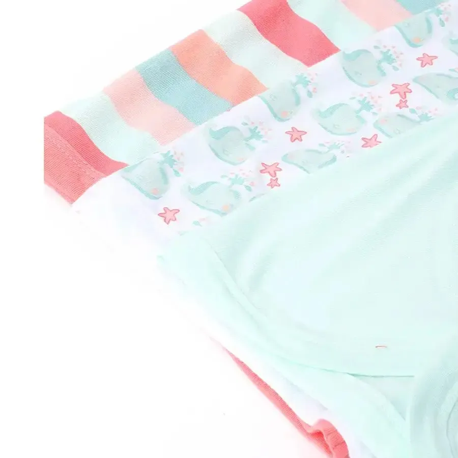 Whale Print Baby Boy Front Open Vest (Pack of 3)