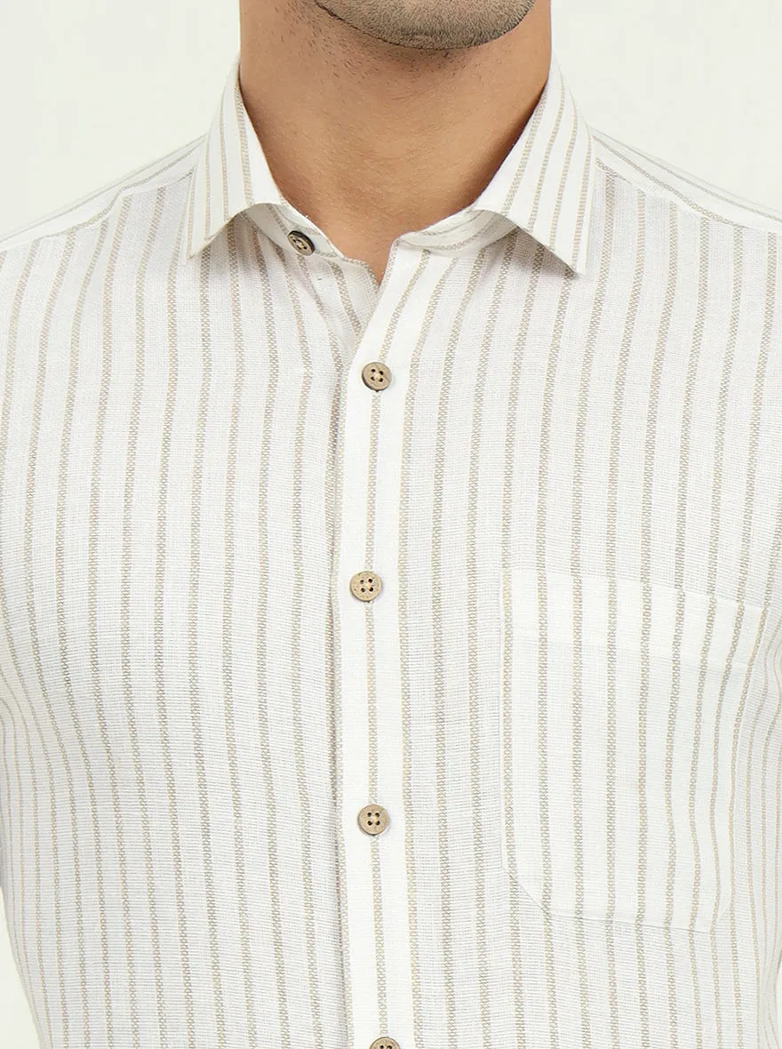 White Striped Slim Fit Party Wear Shirt | Greenfibre