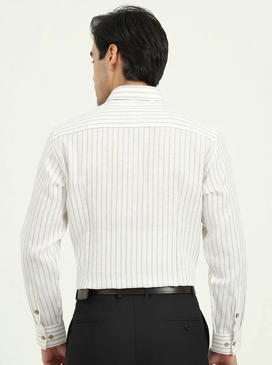 White Striped Slim Fit Party Wear Shirt | Greenfibre