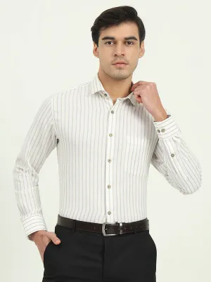 White Striped Slim Fit Party Wear Shirt | Greenfibre