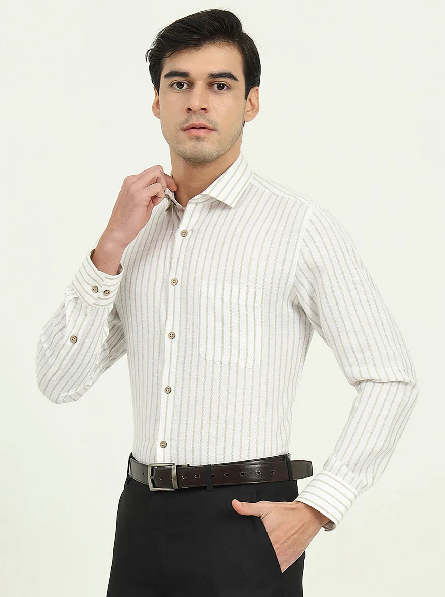 White Striped Slim Fit Party Wear Shirt | Greenfibre