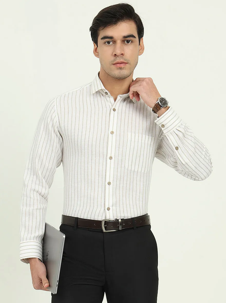 White Striped Slim Fit Party Wear Shirt | Greenfibre