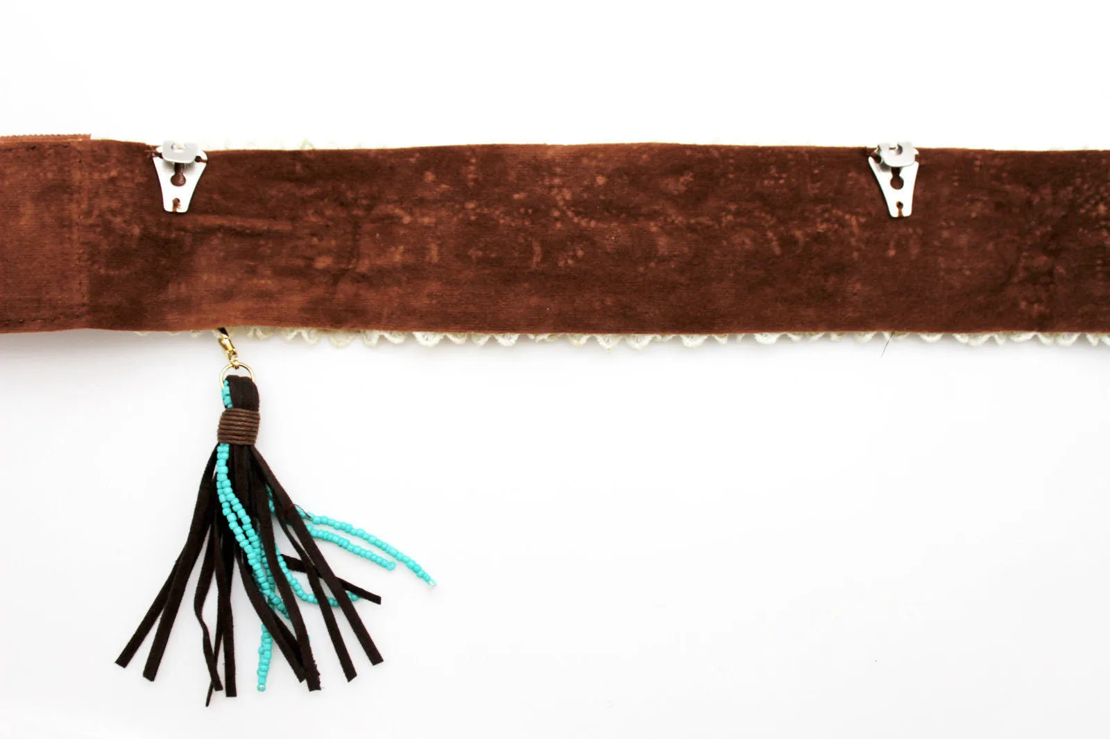 White Winter Boot Toppers Turquoise Blue Gold Bead Knee High Tassel Lace Women Western