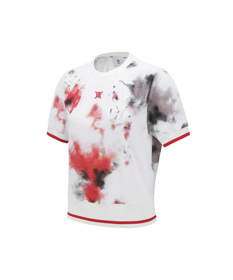 Women's SM Air Dot Round Short T-SHIRT - White