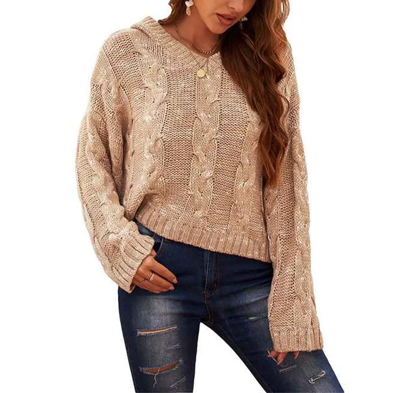 Womens Solid Color Block Hoodies Fashion V Neck Knit Sweater Pullovers K182