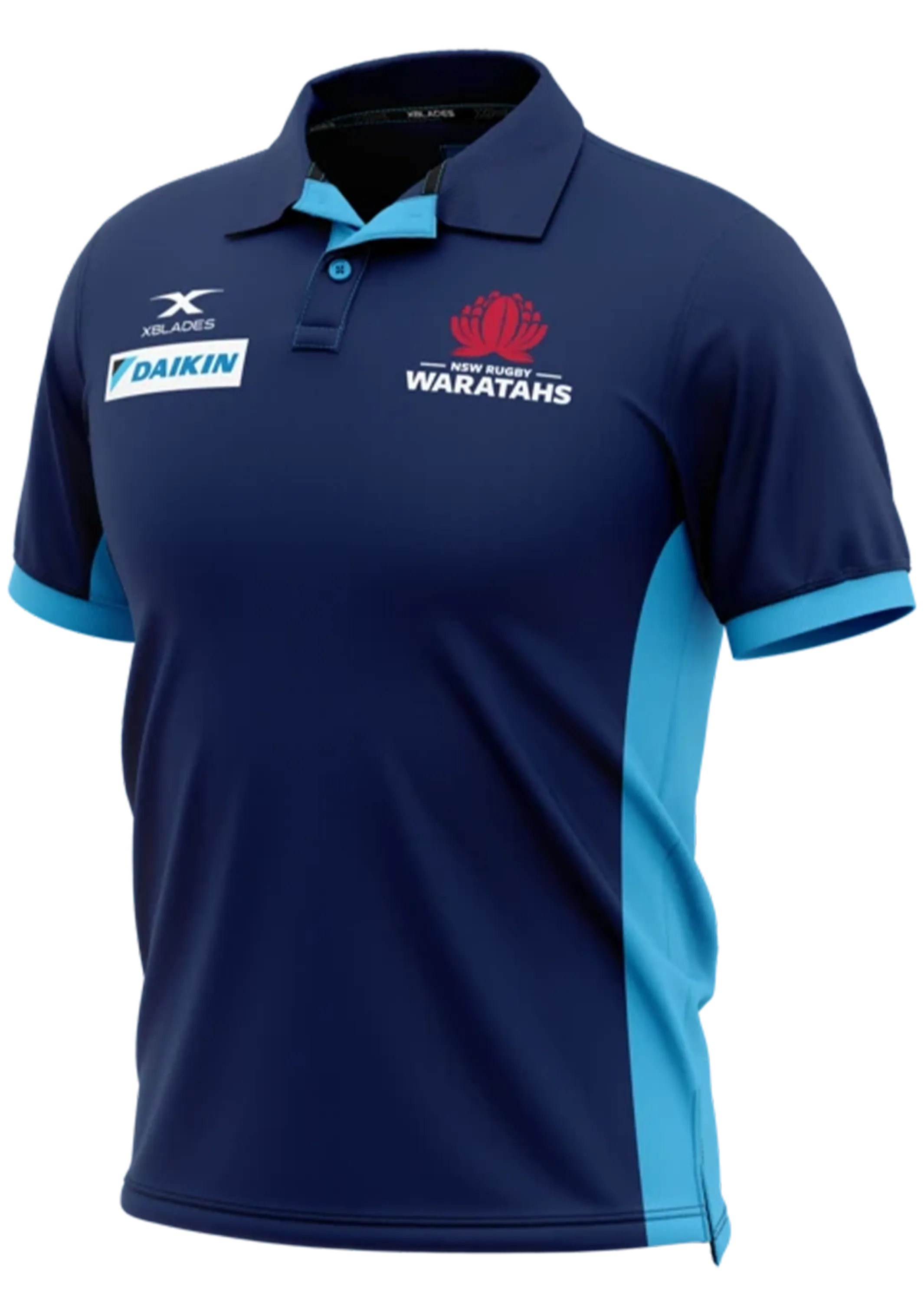 Xblades Mens NSW Waratahs Media Polo 20 <BR> WAR-MPO-L20-M NAVY SKY
