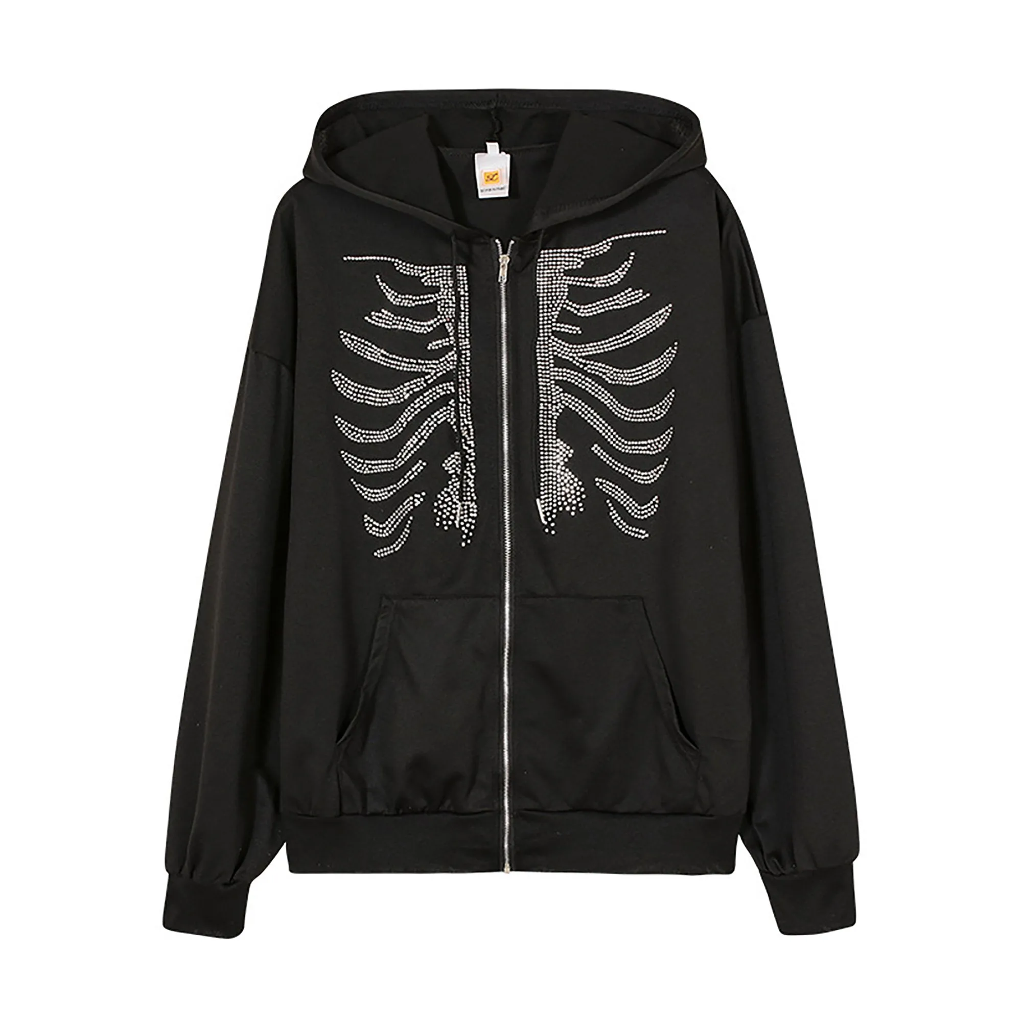 Y2K Skeleton Rhinestone Hoodie
